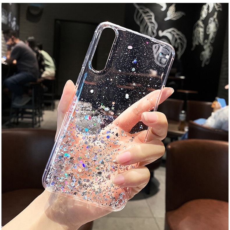 Ốp điện thoại mềm trong suốt đính kim tuyến cho Redmi 9A 9C 9T 8A 8 7 7A Note 8 10 Pro