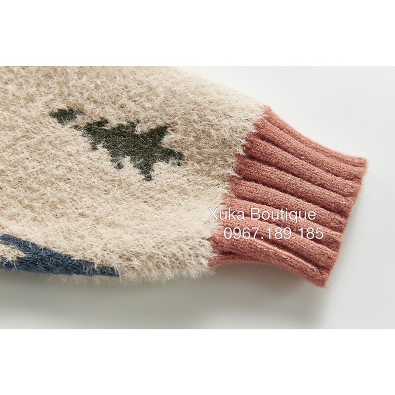 Áo Len Lông Thỏ Angou Siêu Mềm Giáng Sinh / Noel Bé Trai Bé Gái Từ 6 Đến 16Kg