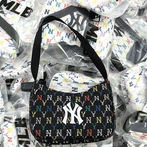 [FREESHIP] TÚI KẸP MLB MONOGRAM CHẤT VẢI POLYESTE HÀN QUỐC CAO CẤP, TÚI THỜI TRANG MÃ MLB2B80 MÀU ĐEN TRẮNG