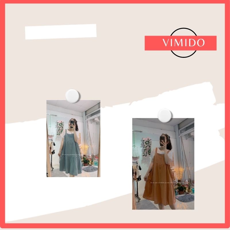 Đầm yếm bầu 2 dây hở lưng dáng maxi cổ yếm suông dài VIMIDO | BigBuy360 - bigbuy360.vn