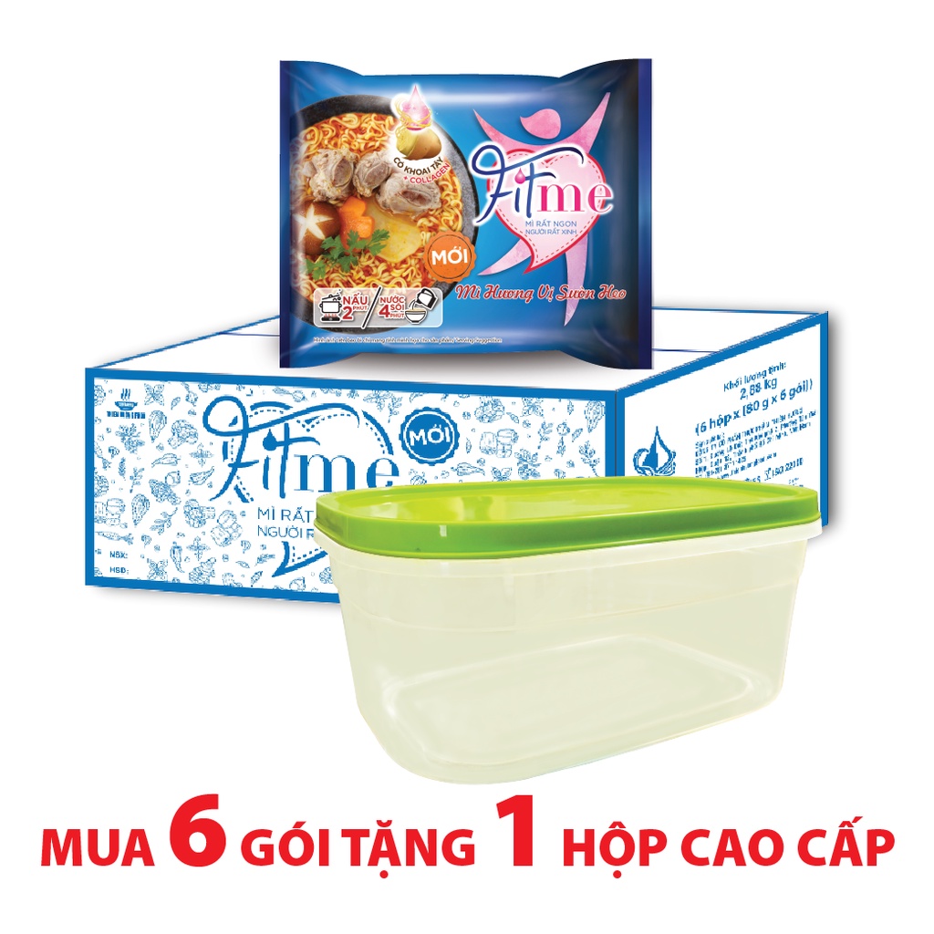 Thùng 36 Gói Mì Sườn Heo Fitme Có Bổ Sung Collagen 80g/gói