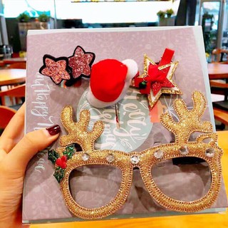 Bộ phụ kiện kính và kẹp tóc noel cho bé