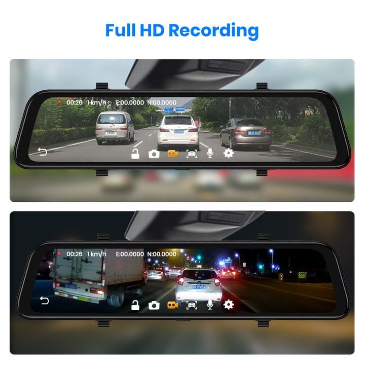 Camera hành trình gương ô tô cao cấp WHEXUNE:  Mã D50 màn hình 12 inch, 4G, Wifi, GPS,... - BẢO HÀNH 12 THÁNG