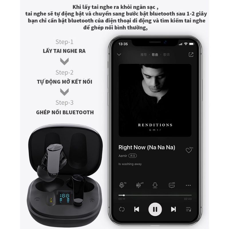 Tai nghe bluetooth 5.0 Hitoor HXT18 không dây  mới loa siêu trầm pin khoẻ