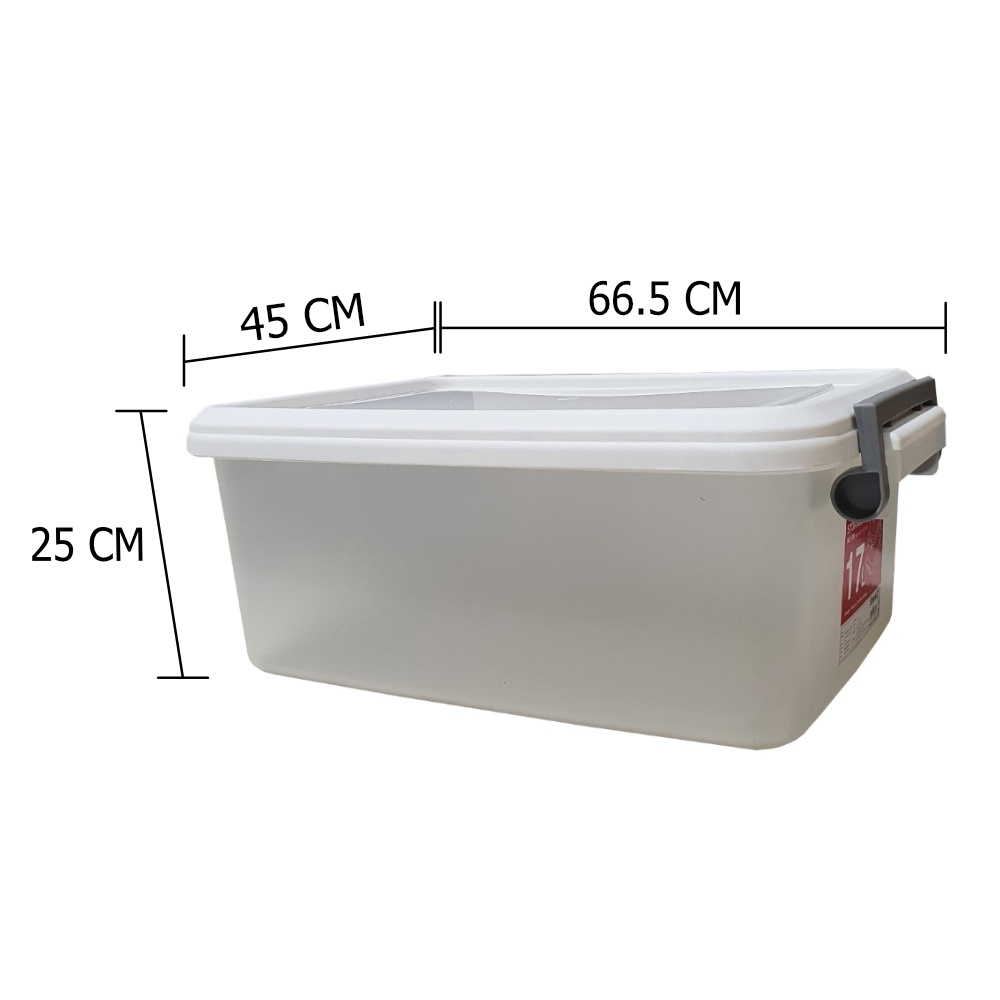 HomeBase STACKO thùng đựng đồ 50L bằng nhựa có nắp AZ Thái Lan W66.5xD44.8xH24.6 Cm màu trắng
