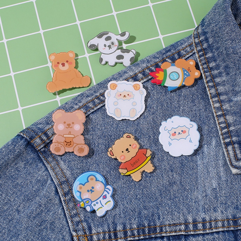 Huy Hiệu Pin Cài Áo Cài Balo Xinh Xắn - Sticker Gài Hộp Bút Hình Gấu Cute AMKO HH14