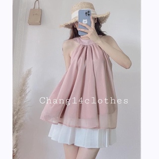 Áo yếm lụa cổ nơ dáng A điệu đà xinh xắn