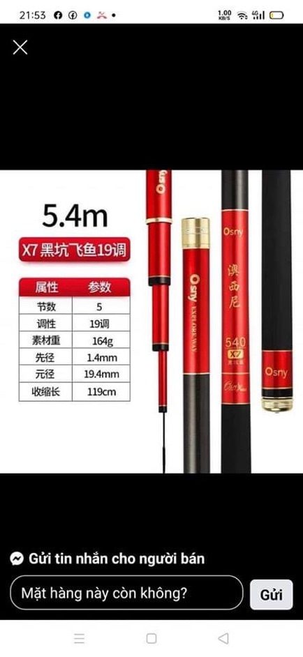 Cần câu cá Osny Taiwan Osny X7 2020 5H -BẢO HÀNH 1 NĂM 1 LÓNG