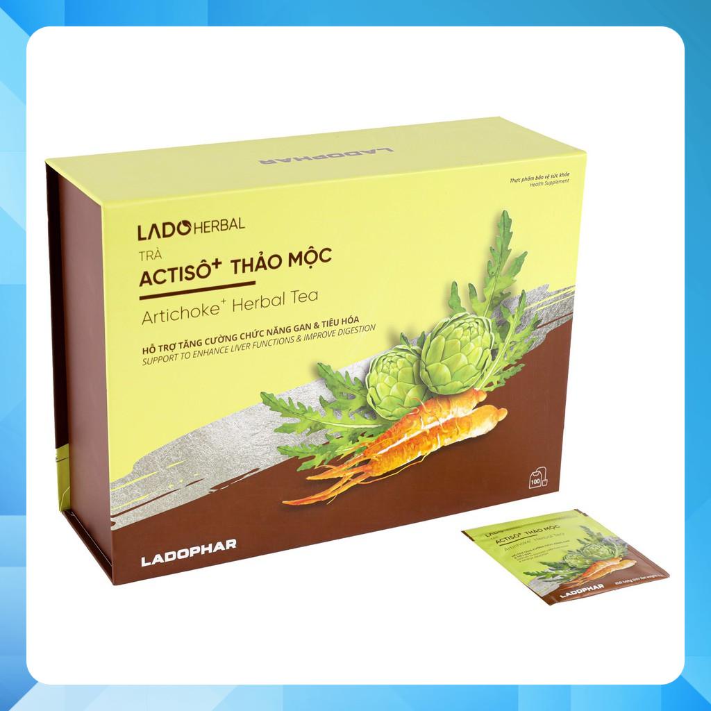 Trà Actiso + Thảo Mộc. cty dược phẩm Lâm Đồng. Ladophar. hộp cao cấp 100 túi lọc.