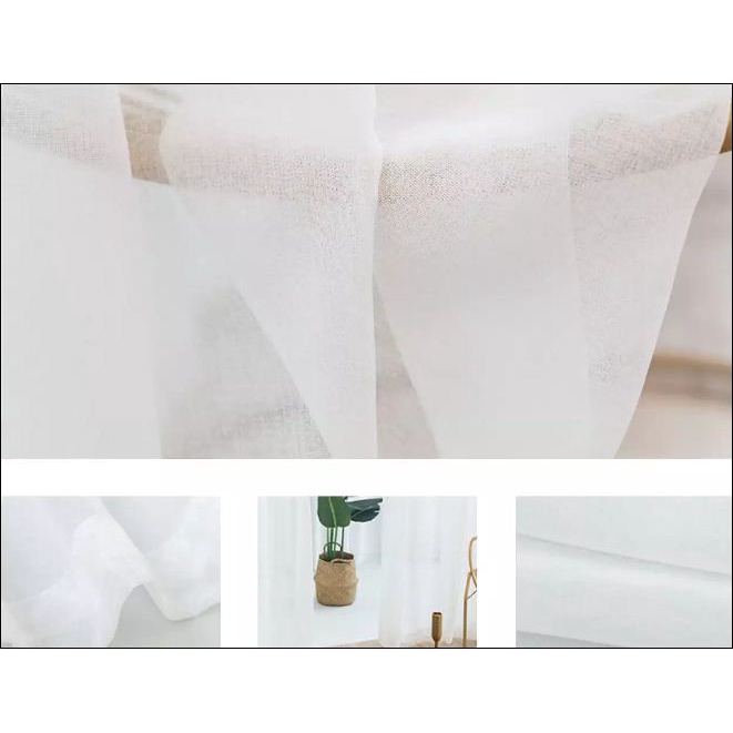 Bộ 2 tấm Rèm Vải Tuyn Trắng Trang Trí Phòng Khách Hiện Đại 1mx2m/ tấm