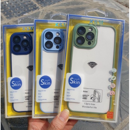 Ốp lưng kính X&M cho iPhone 14 Pro Max, 14 Plus, 13, 13 pro, 13 Pro Max, 12 Pro Max viền màu, Bảo vệ cụm camera siêu đẹp