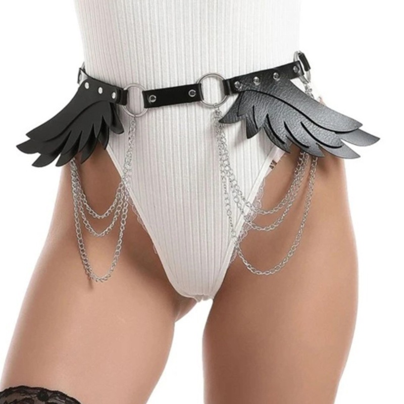 Dây Xích Đeo Hông Gắn Đôi Cánh Phong Cách Gothic Có Thể Điều Chỉnh Trang Trí Cho Nữ