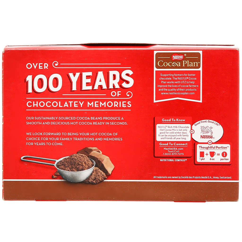 [Mã GROADO1 giảm 10K đơn 50K] Nestle Rich Milk Chocolate - Bột Cacao Nestle Rich Milk Chocolate Hot Cocoa Mix hộp 121.2g