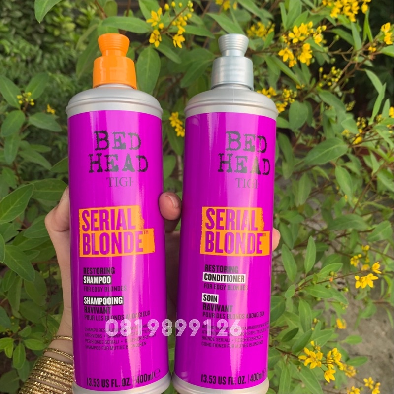 CẶP DẦU GỘI XẢ DƯỠNG MÀU VÀ PHỤC HỒI TÓC TẨY TIGI SERIAL BLONDE 400ml x 2