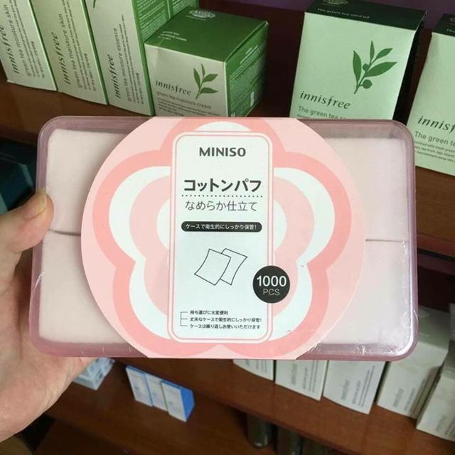 HÔP BÔNG TẨY TRANG MINISO 1000 Miếng 100% cotton