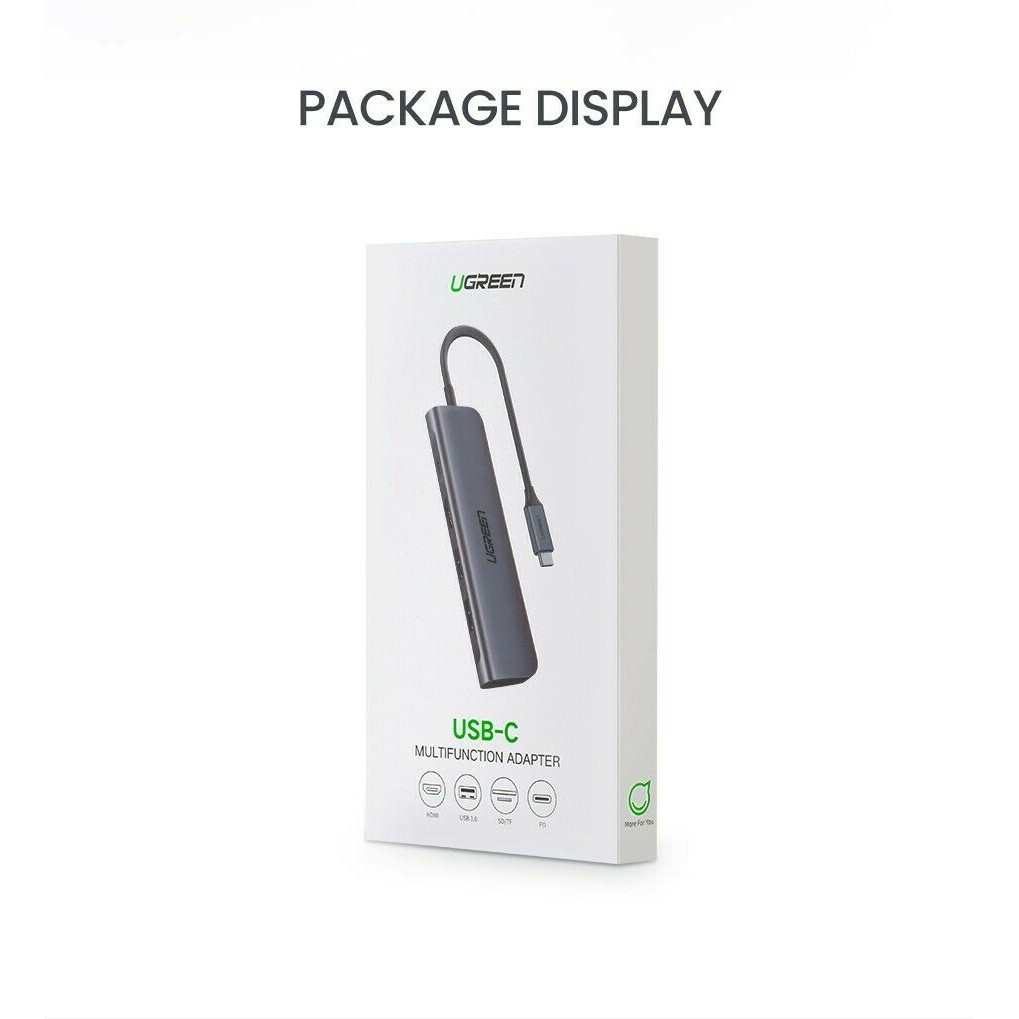 Thiết bị mở rộng Ugreen USB type-C to HDMI 4K30HZ / 3 cổng USB 3.0/SD/TF chính hãng 70410