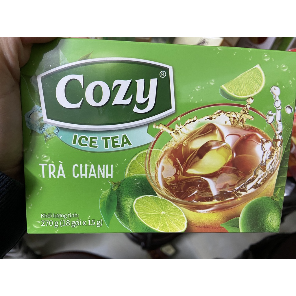 Trà Cozy ice tea HƯƠNG DÂU HÒA TAN hộp 18 gói x 15gam