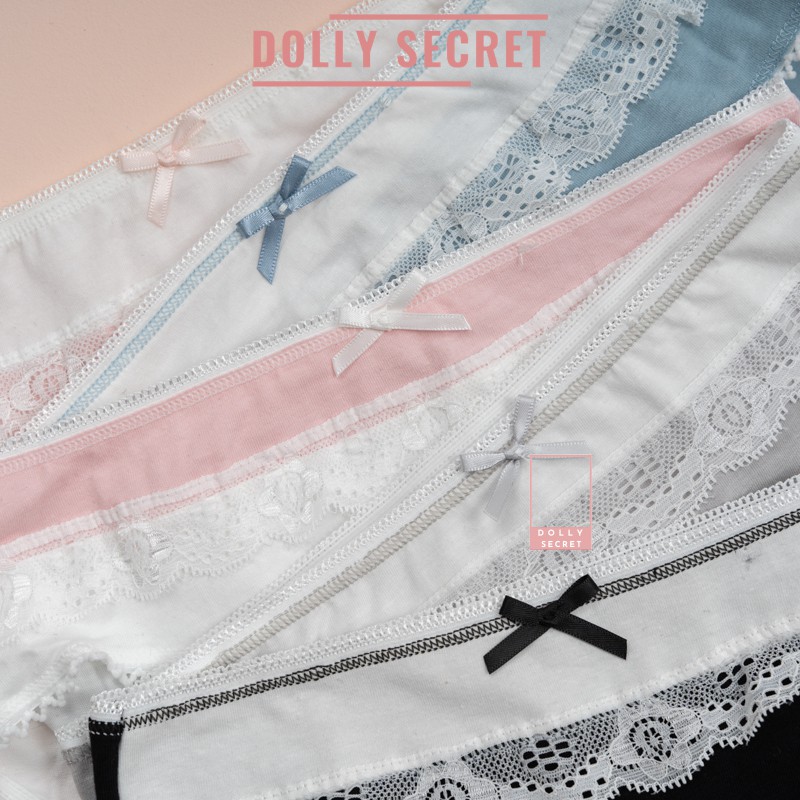 Quần lót nữ cotton viền ren đáng yêu kháng khuẩn dễ thương nữ tính nhiều màu DOLLY SECRET QL017 | BigBuy360 - bigbuy360.vn