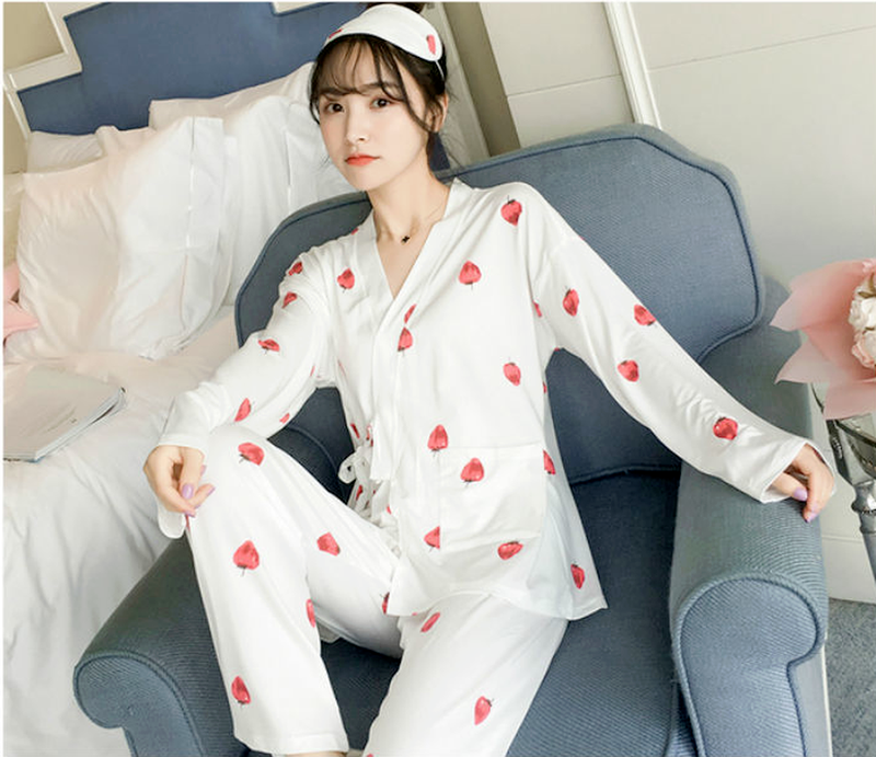 Set Pijama Áo Dài Tay + Quần Dài Thiết Kế Đơn Giản Thời Trang Dành Cho Nữ