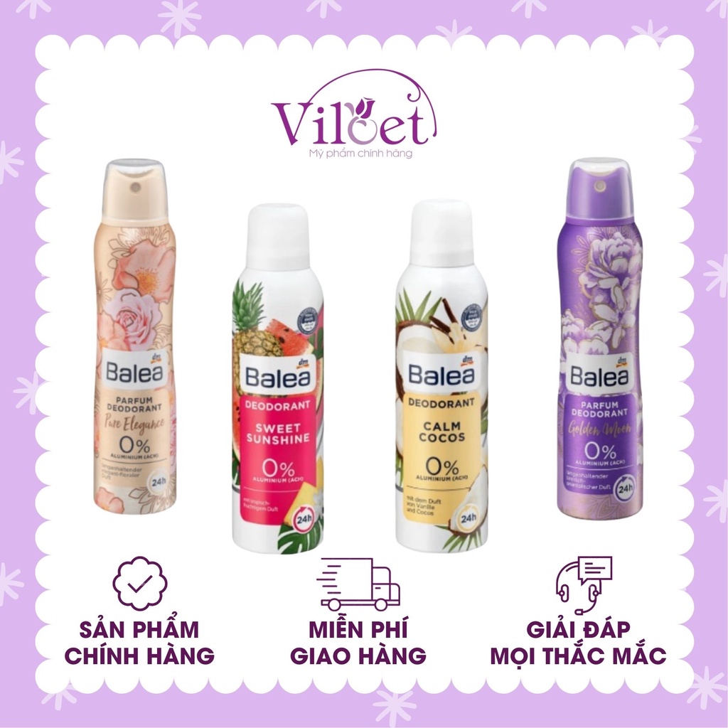 Xịt khử mùi cơ thể nam nữ Balea Đức 150ml lưu hương thơm lâu ngăn mồ hôi - Shop Viloet