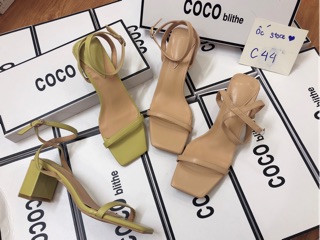C44: sandal quai mảnh gót vuông
