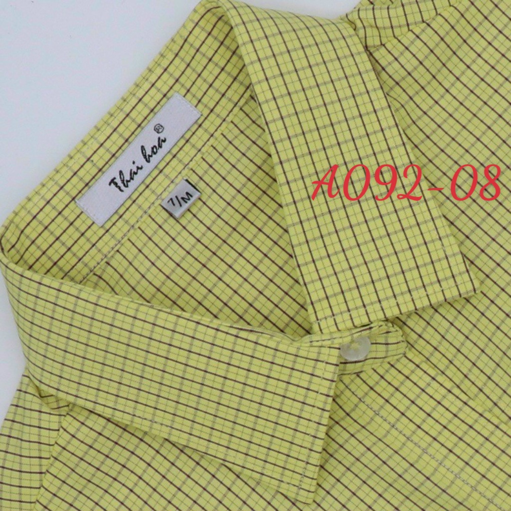 Áo Thái Hoà tay ngắn vải thoáng mát họa tiết caro trẻ trung A092