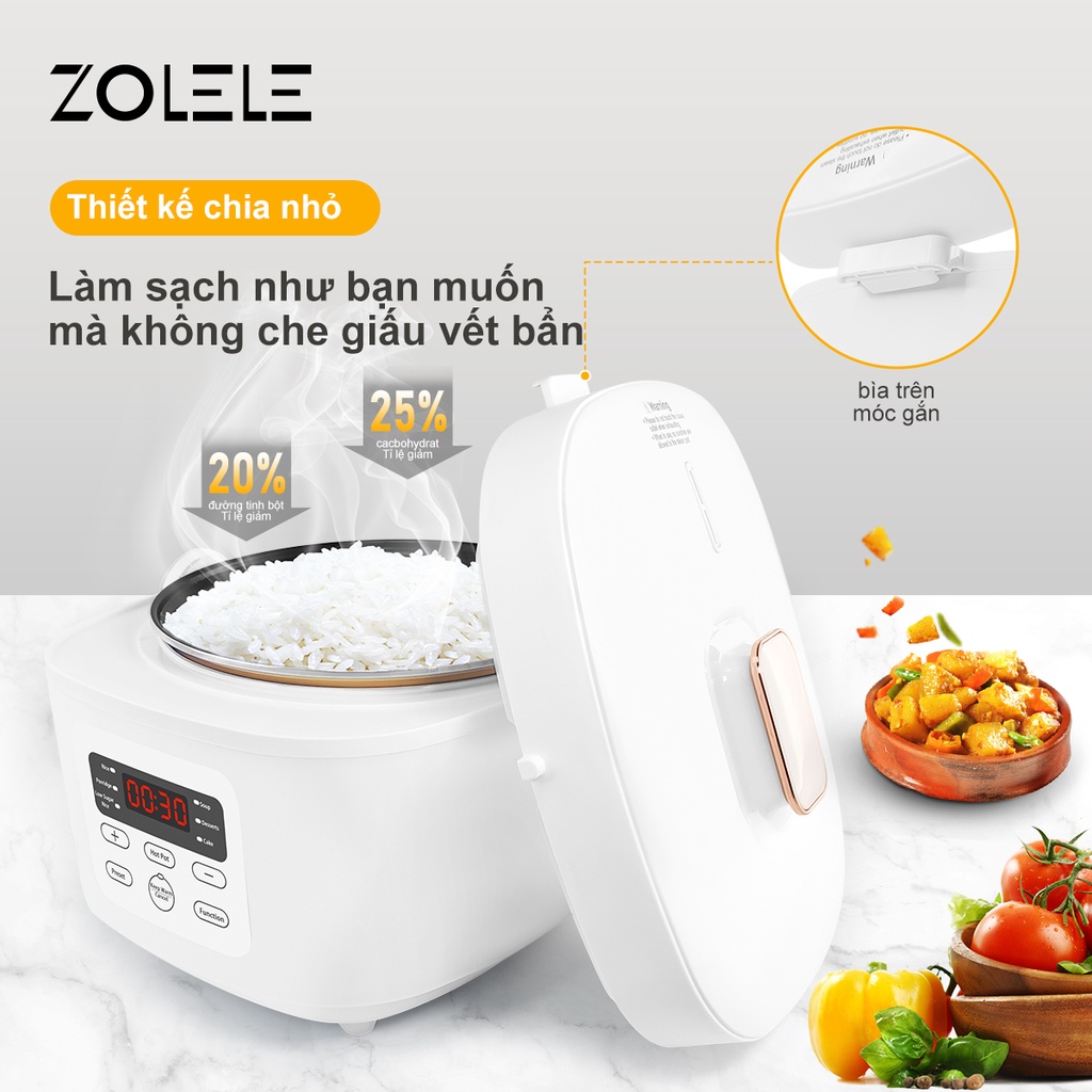 Nồi cơm điện tách đường đa năng zolele ZB500 - dung tích 3L ，Công suất 700W