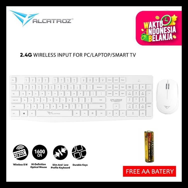 Combo Bàn Phím + Chuột Không Dây Alcatroz Màu Trắng 800 Xplorer Air 6600 - Pc / Tv Thông Minh