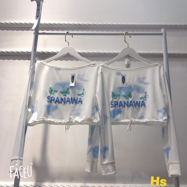 Áo Croptop Nữ Trễ Vai SPANAWA 🦋 Áo Crt Dài Tay Dây Rút Dáng Ngắn 🦋