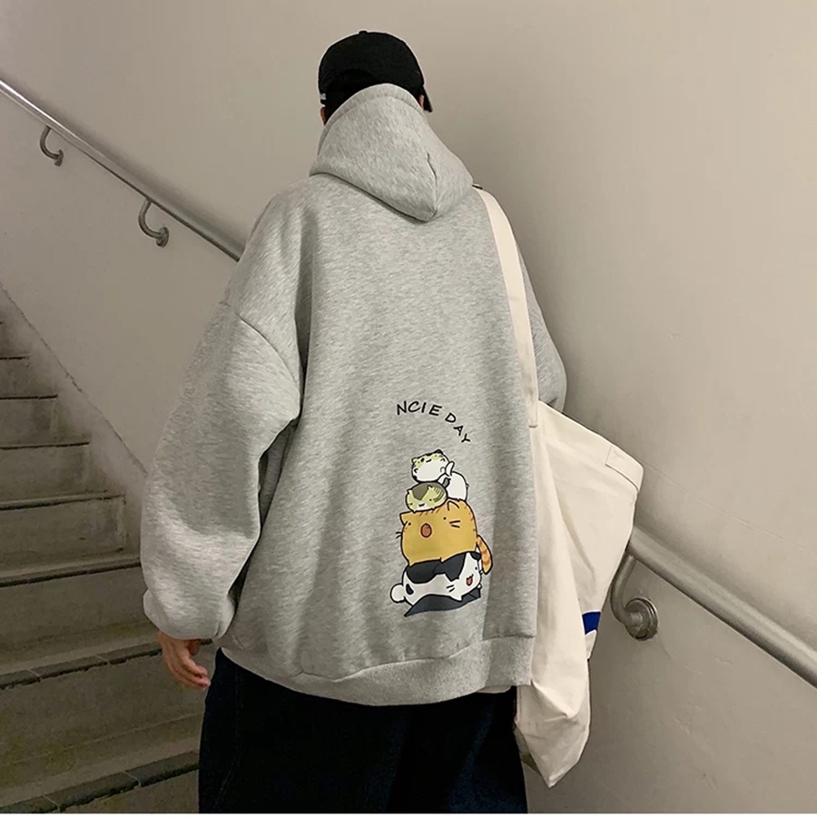 Áo mũ Hoodie Unisex 4 Mèo nằm Phong Boutique form rộng 4 màu nỉ bông cặp đôi nam nữ Oversize Ulzzang thu đông | BigBuy360 - bigbuy360.vn
