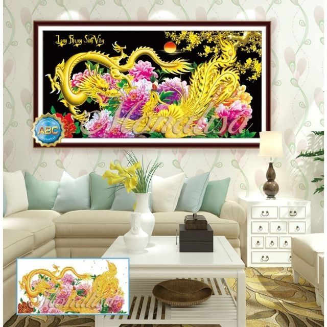 Tranh đính đá long phụng sum vầy df827 ( 1m x 55)