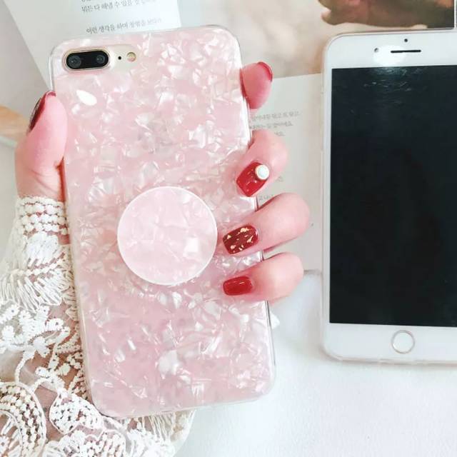 Ốp Điện Thoại Họa Tiết Đá Cẩm Thạch Lấp Lánh + Giá Đỡ Pop Socket Cho Oppo F9 F7 Pro F1s F1 F1f A7 A5s A3s A39 A57 A37 A37f A83 A71