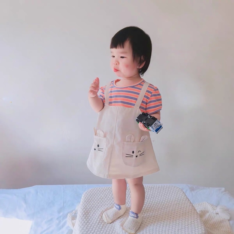 Mẫu Váy Trẻ Em Áo Kèm Yếm Liền Cho Bé Gái 6-12kg Hàng QCCC Loại 1