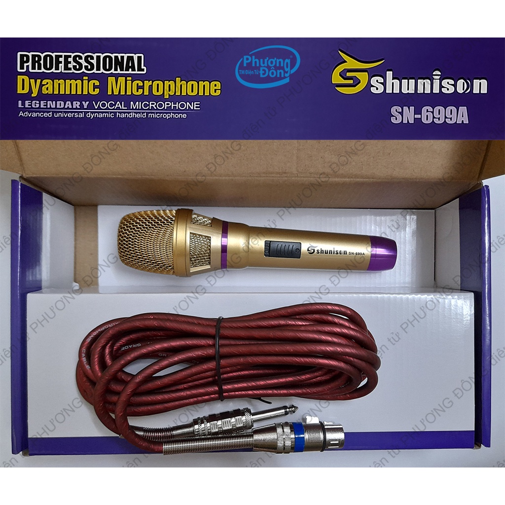 Micro karaoke Shunison SN-699A có dây thiết kế đẹp sang trọng chắc chắn siêu bền