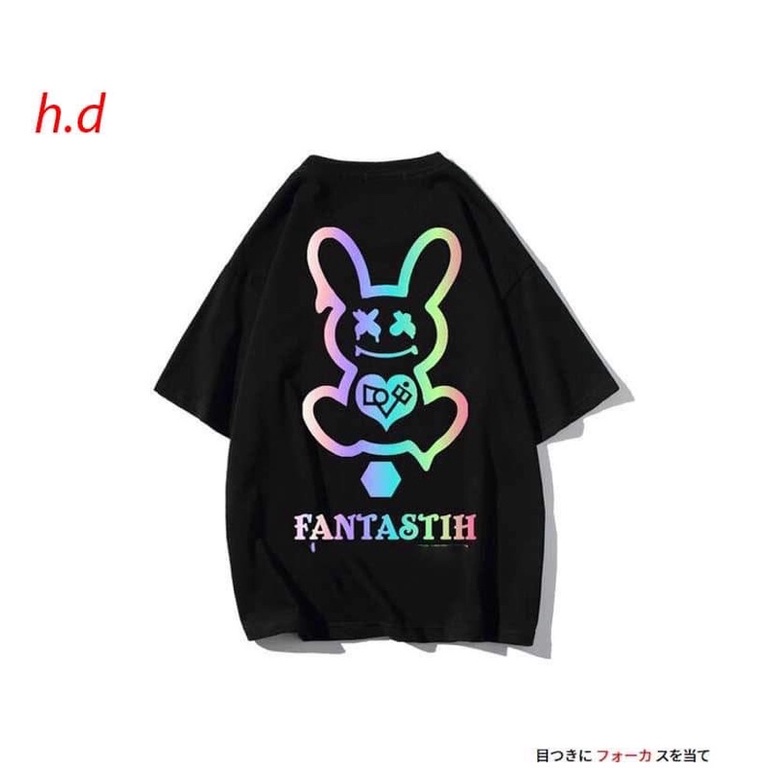 Áo phông tay lỡ  thỏ Fanta mắt XX phản quang 7 màu hđ