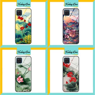 Ốp lưng samsung A12 kính cường lực hình hoa sen