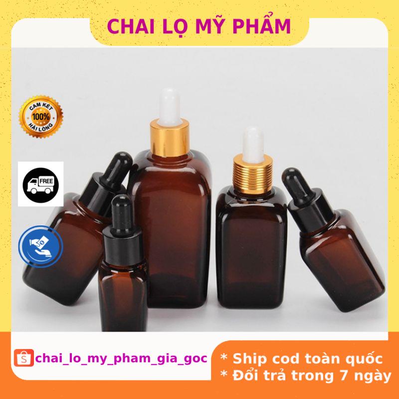 Lọ Chiết Serum ❤ GIÁ TỐT NHẤT ❤ [15ml,25ml,35ml] Lọ đựng tinh dầu Nâu vuông chiết serum, đựng mỹ phẩm , phụ kiện du lịch