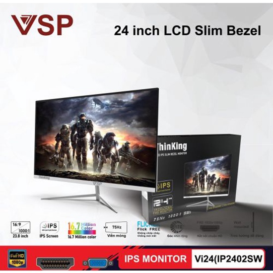 [Mã 255ELSALE giảm 7% đơn 300K] Màn hình LCD ThinKing 24inch tràn viền (Đen/Trắng)