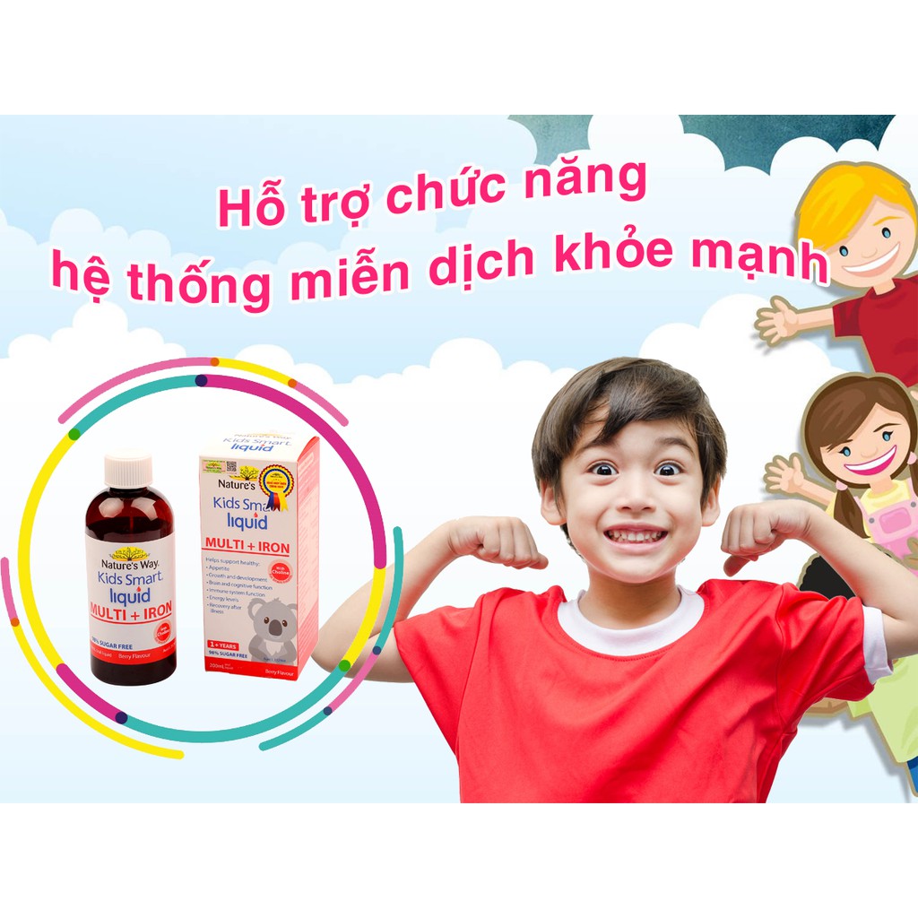 Nature's Way Kids Smart Liquid Multi + Iron - Bổ sung hỗn hợp vitamin, kẽm và sắt cho trẻ