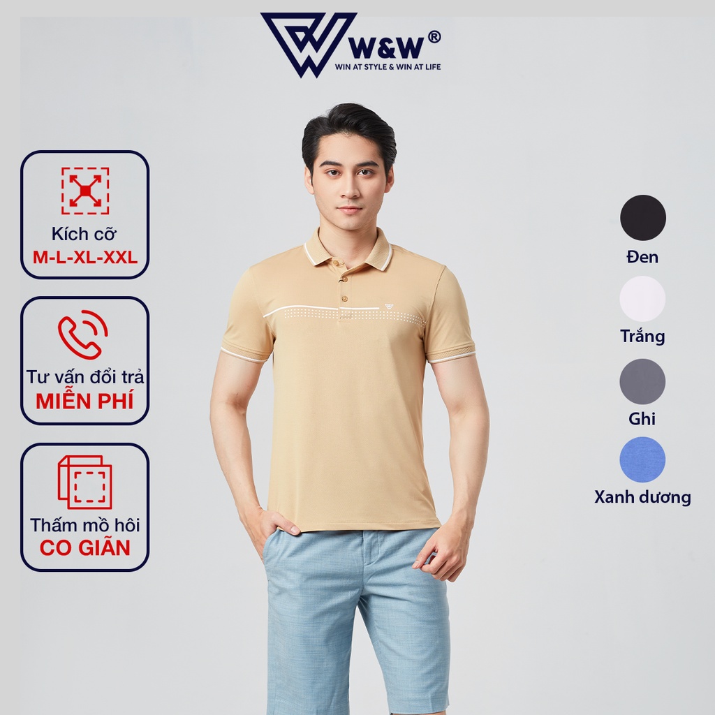 Áo Polo Nam W&amp;W Dáng Slim Fit Ôm Gọn Gàng, Tôn Dáng, Vải Coolmax Hạn Chế Nhăn, Mềm Mại, Thoáng Khí Tốt WPO83S