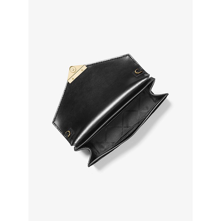 Túi xách Michael Kors mẫu mới nhất 2021 màu đen cho nữ 30F0GGHC6E- GRACE-MD ENVELOP CLUTCH EMBOSSED LEATHER- BLACK