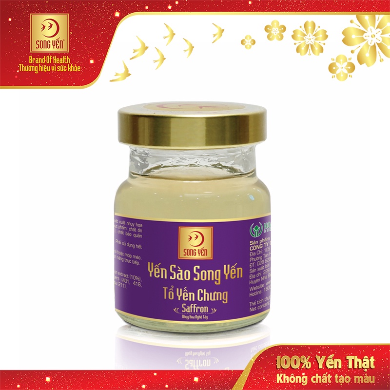 Tổ Yến Chưng Saffron Nhụy Hoa Nghệ Tây 15% Song Yến (Lốc 5 x70 ml)