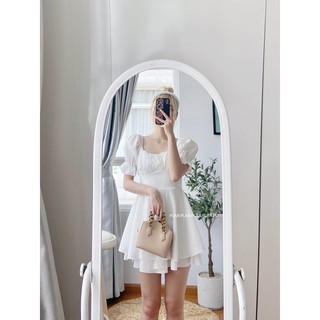 Đầm jump trắng cột nơ freesize Pumi