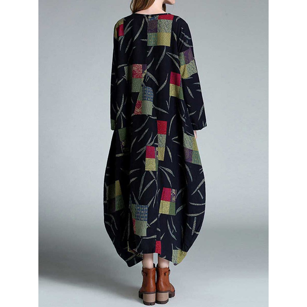 FREESHIP ĐƠN 99K_ Đầm maxi tay dài in họa tiết thời trang cho nữ | BigBuy360 - bigbuy360.vn