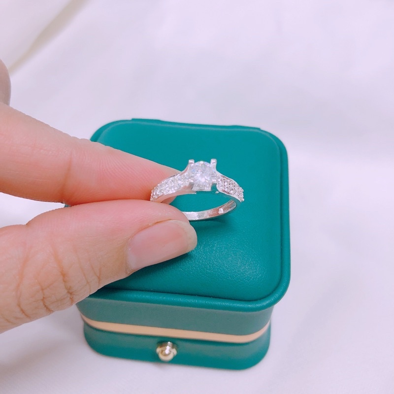 Xả hàng nhẫn nữ bạc ta gắn đá 4 chấu sáng đẹp thời trang, nhẫn bạc chuẩn kèm video - Bạc Bibi
