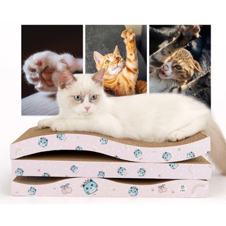 Bàn cào móng cho mèo bằng bìa cong lượn sóng Kún Miu tặng kèm catnip giúp mèo thư giãn