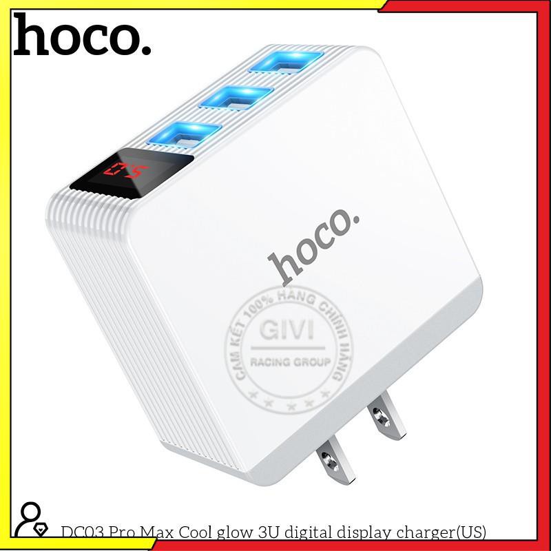 Cóc sạc nhanh 3 cổng USB 3.4A Hoco DC03 Pro Max, màn hình led, tương thích nhiều thiết bị