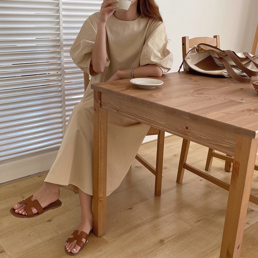 Váy maxi 3 màu xanh, be, trắng