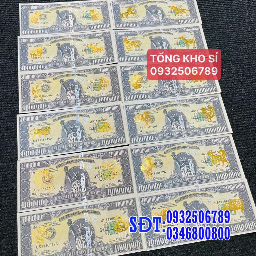 [CỰC RẺ] Tiền lì xì 1 Triệu USD mạ vàng 12 con giáp ý nghĩa phong thủy - tặng kèm bao lì xì
