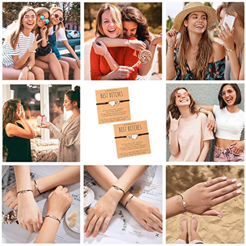 Bộ 2 Vòng Tay Dây Thừng Mặt Khắc Chữ Thời Trang Cho Chị Em Gái